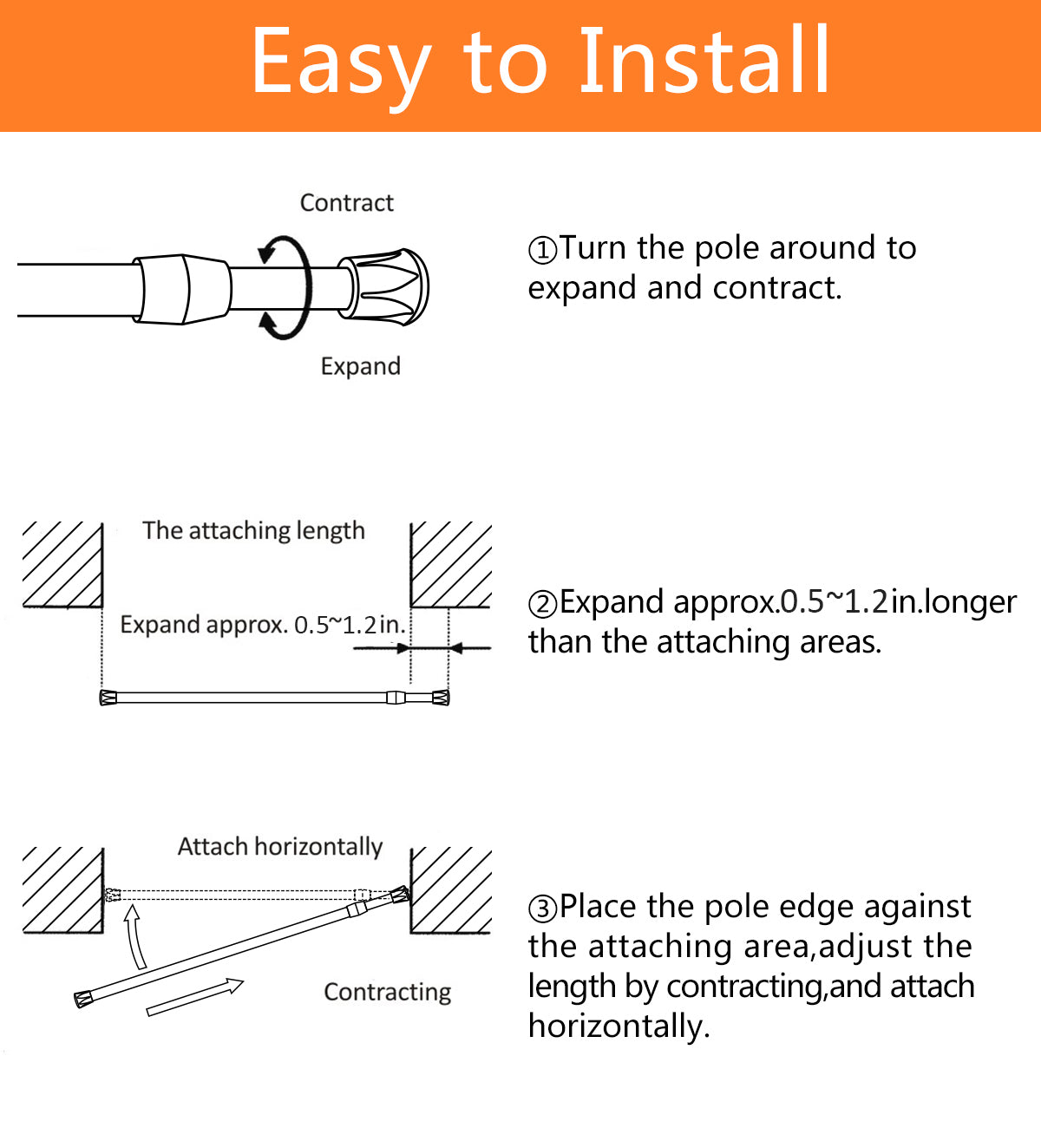 Small Spring Tension Curtain Rod 12 to 20 Inches