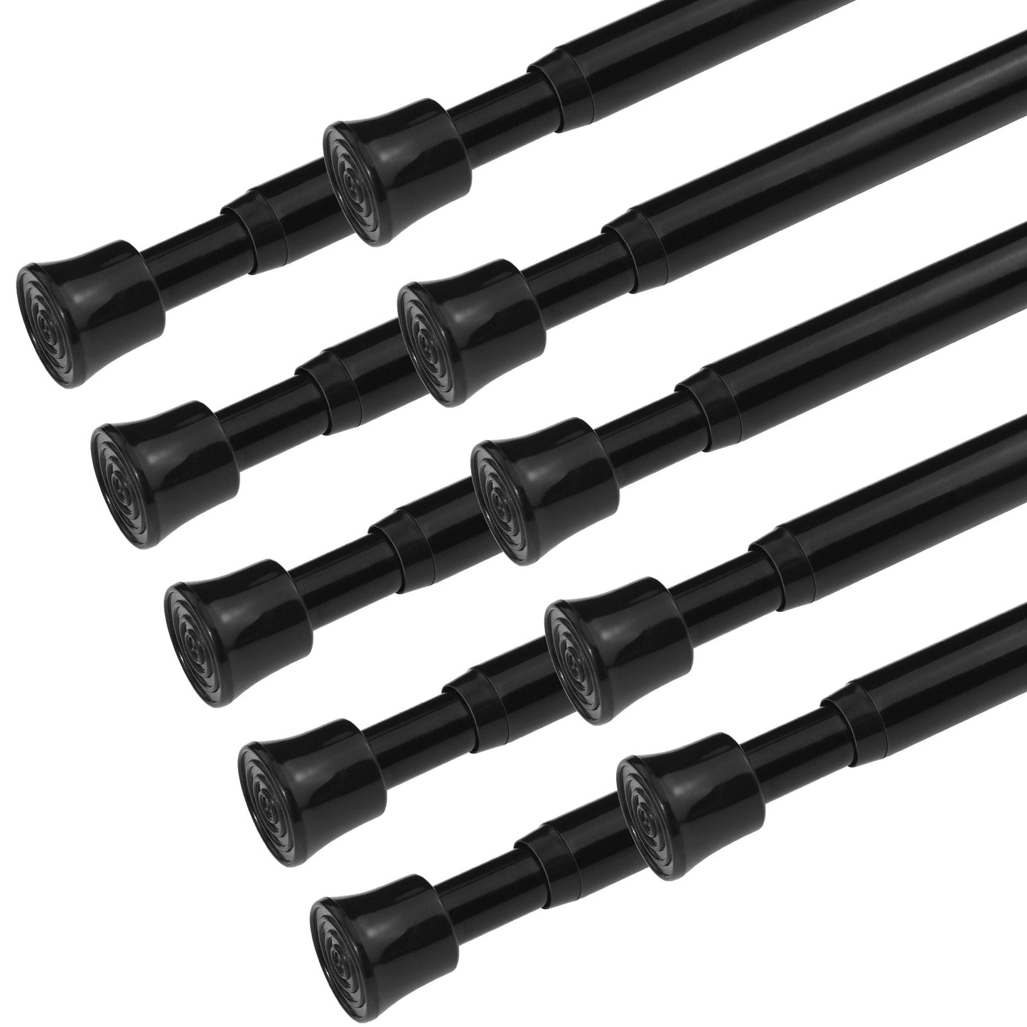 Black Spring Tension Curtain Rods 3 Sizes