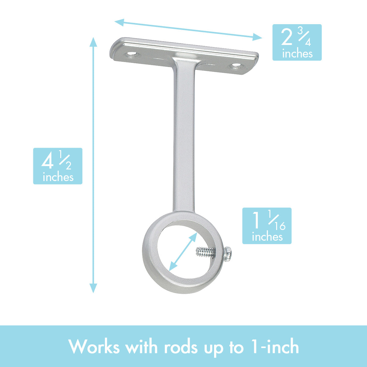 Heavy Duty Ceiling Bracket for Curtain Rod (Nickel)