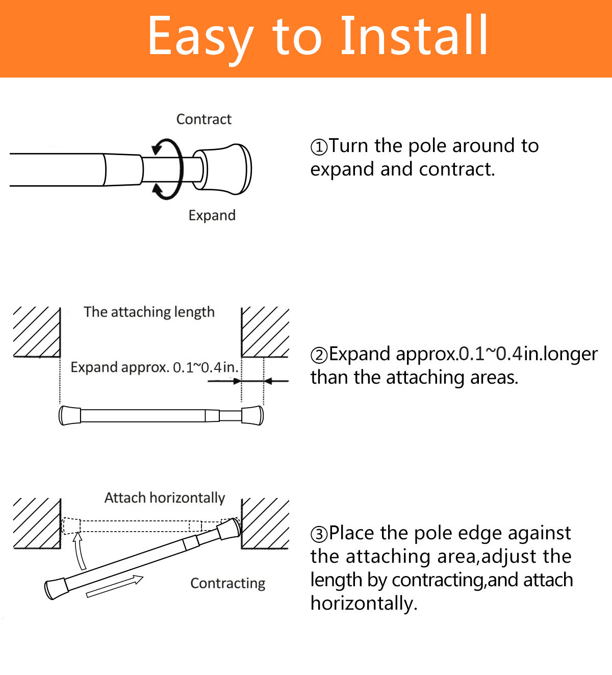 Small Spring Tension Curtain Rod White 5 to 7.5 Inches