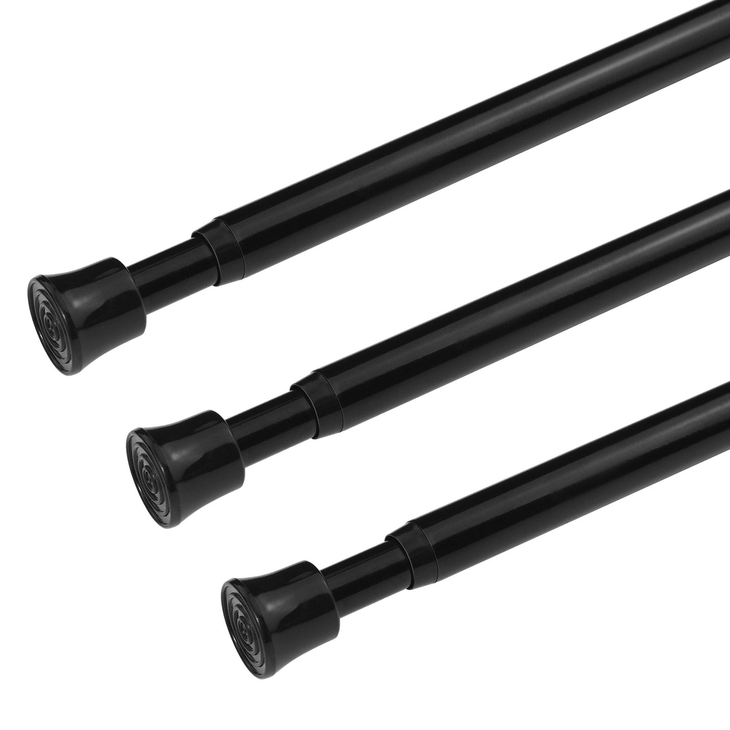 Black Spring Tension Curtain Rods 3 Sizes