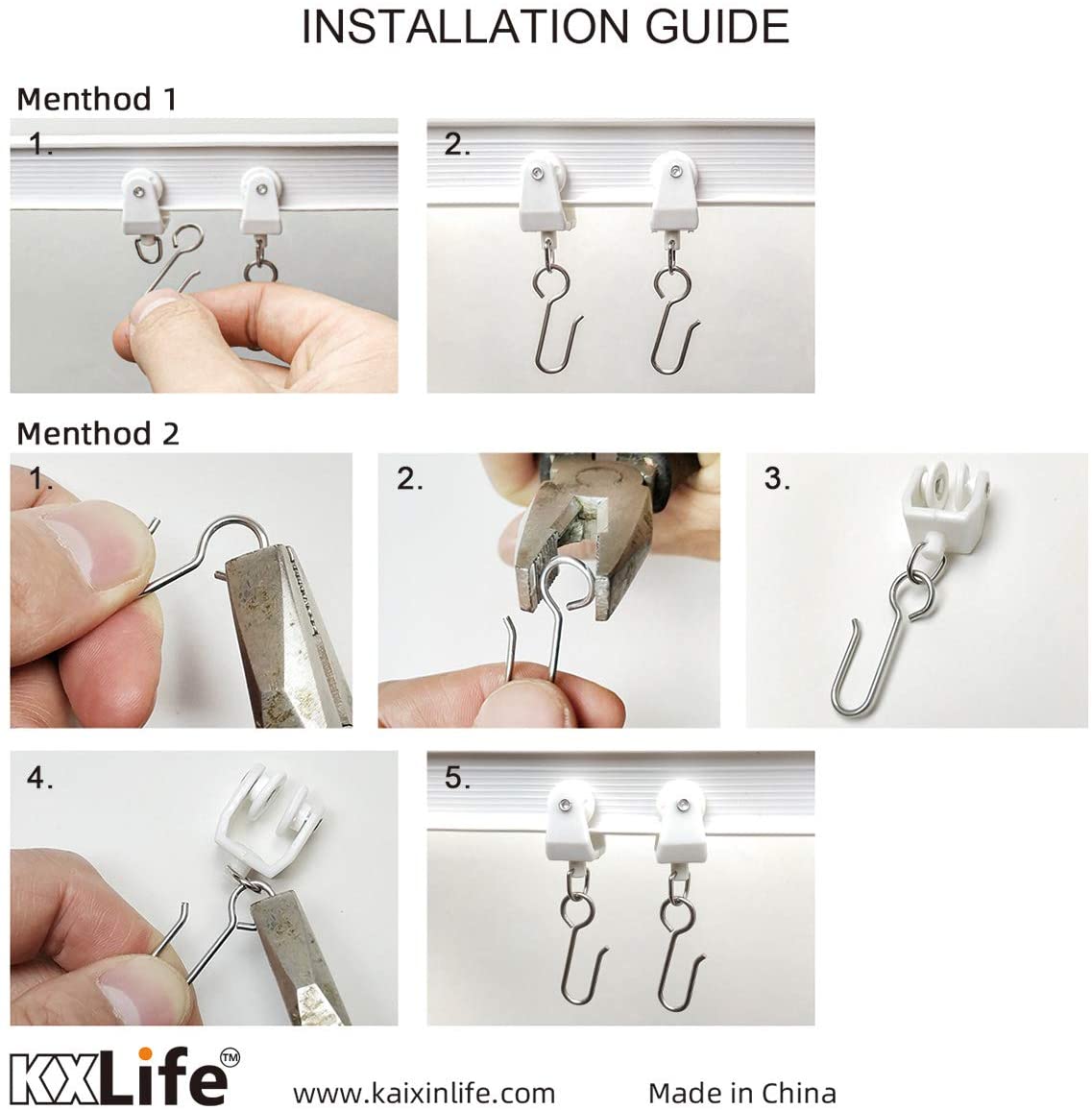 Wire Curtain Track Hooks Pin-On Drapery Hooks