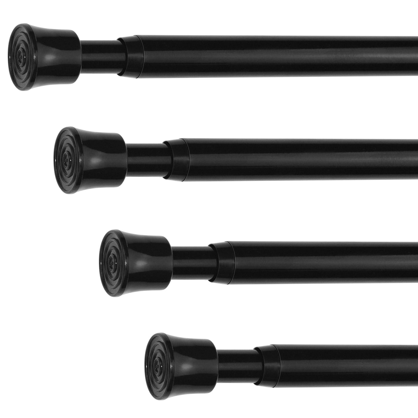 Black Spring Tension Curtain Rods 3 Sizes