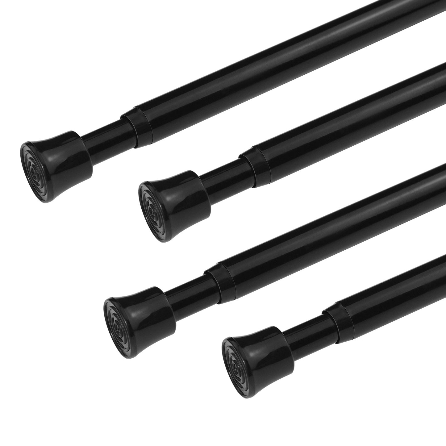 Black Spring Tension Curtain Rods 3 Sizes