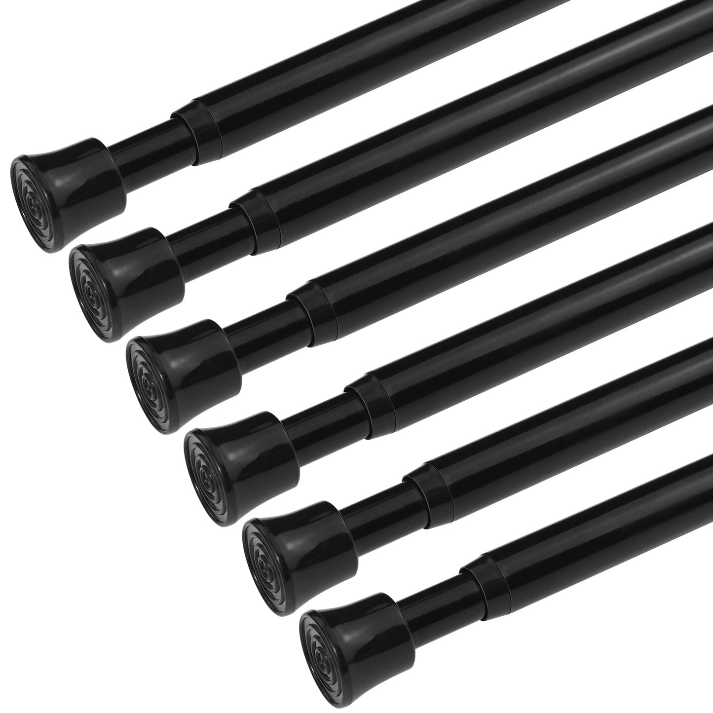 Black Spring Tension Curtain Rods 3 Sizes