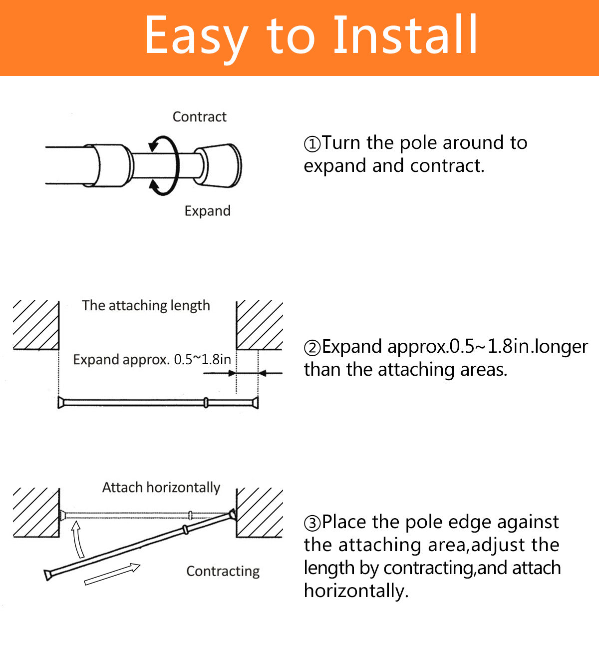 5/8 Inch Small Tension Rod 10-16 Inch